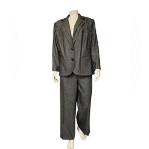 Lafayette 148 New York Dark Gray Wool Blend Suit Set Blazer Size 14 Pant Size 16